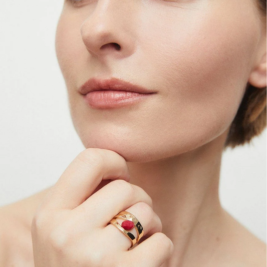 ANEL VIDAL & VIDAL EM BRONZE COM BANHO DE OURO 18K