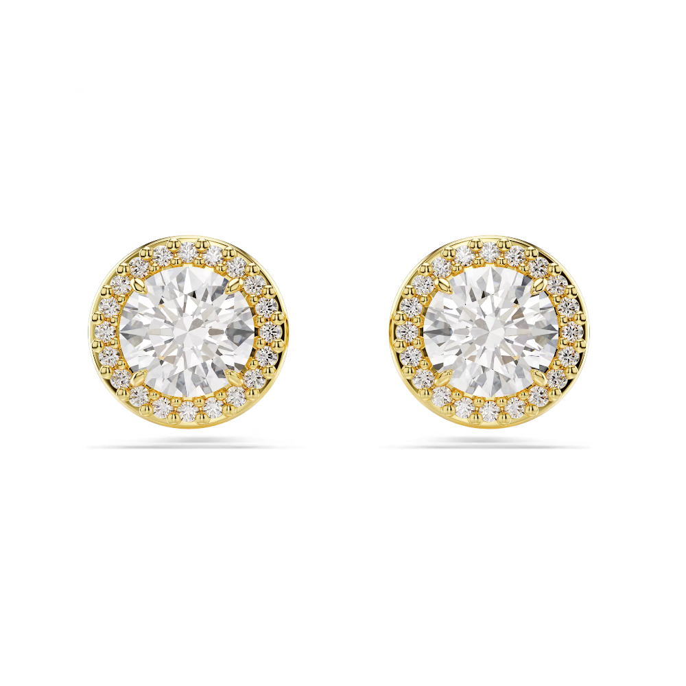 Brincos Swarovski stud Una Angelic Lapidação redonda, Dourado, Lacado a dourado