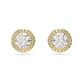 Brincos Swarovski stud Una Angelic Lapidação redonda, Dourado, Lacado a dourado