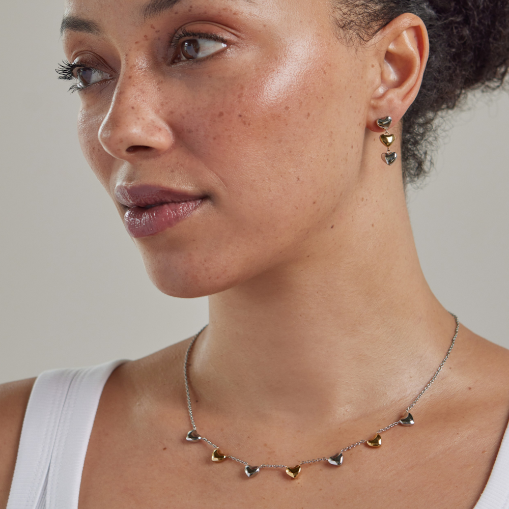 BRINCOS ONE SENHORA CRAZY HEART EMBRACE BICOLOR