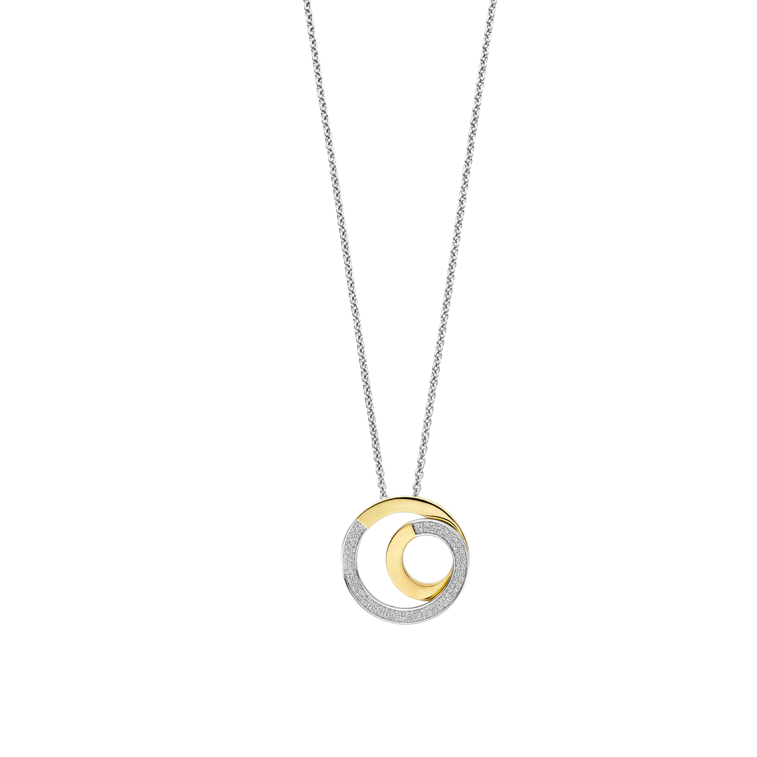 COLAR TI SENTO EM PRATA 925% BICOLOR COM ZIRCÓNIAS 42 CM