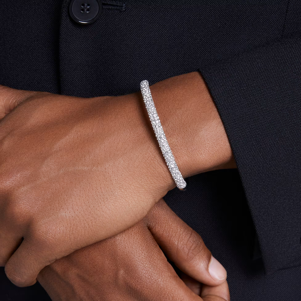 Bracelete Swarovski Sublima Snow pavé, Branca, Lacado a ródio