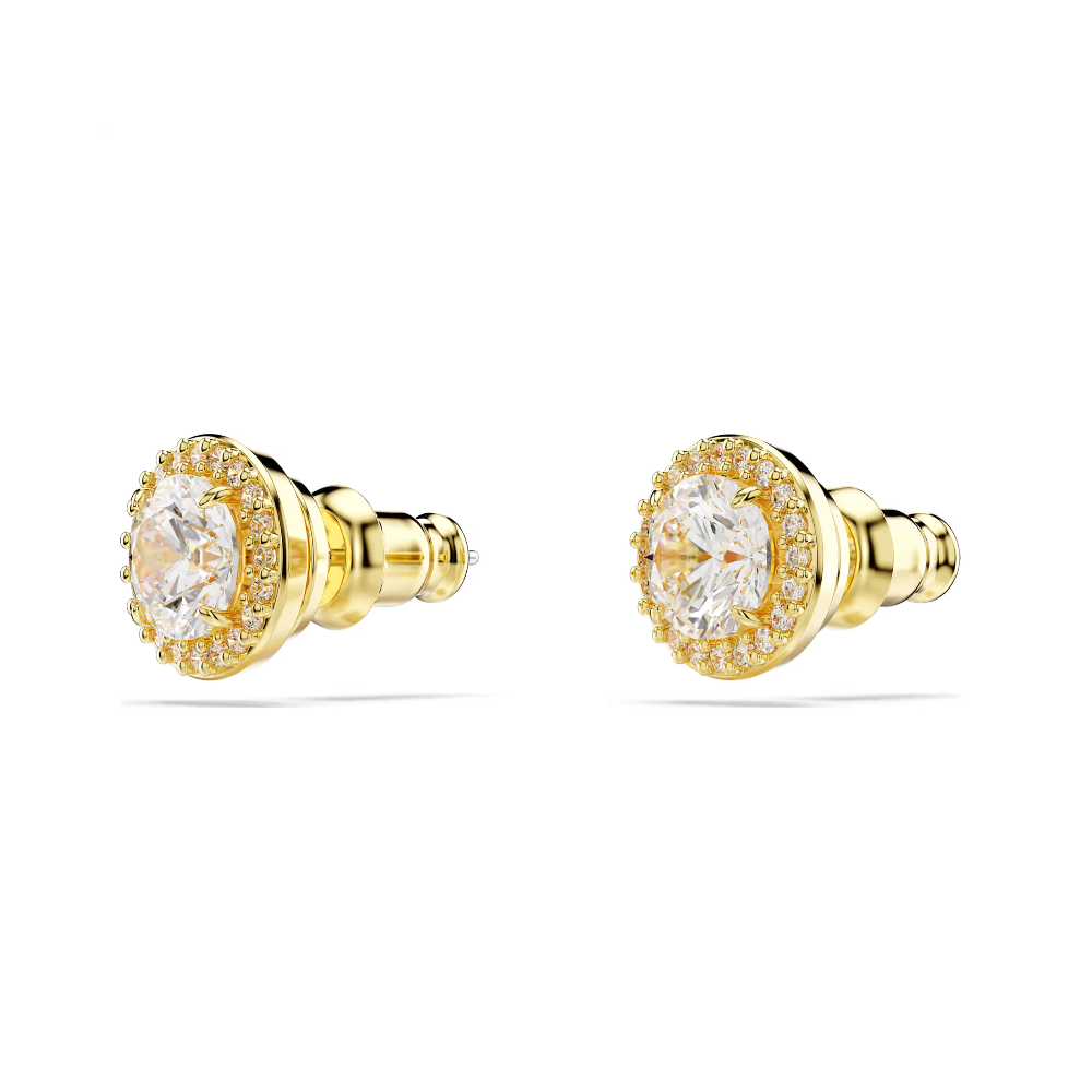 Brincos Swarovski stud Una Angelic Lapidação redonda, Dourado, Lacado a dourado