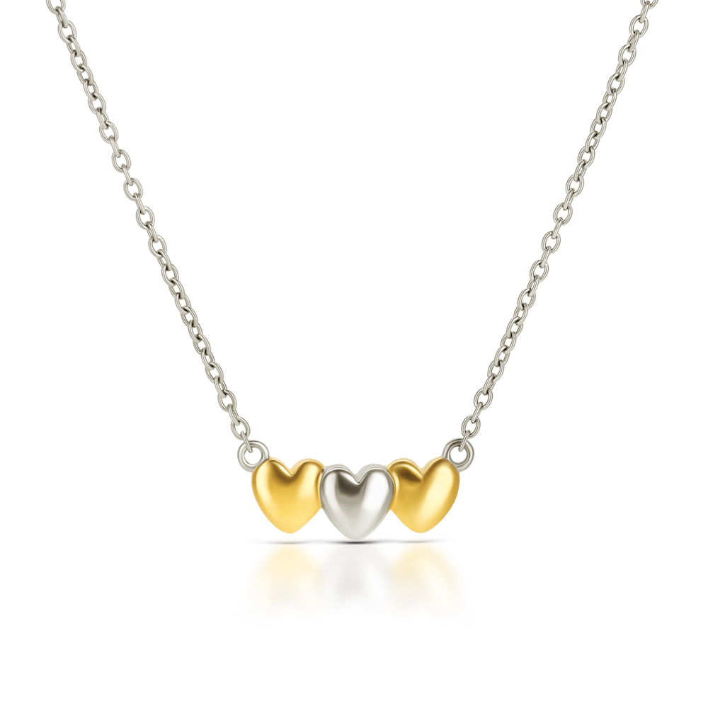 SET COLAR & BRINCOS ONE CRAZY HEART BICOLOR