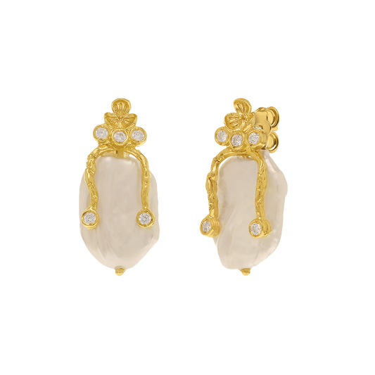 BRINCOS EUGÉNIO CAMPOS EM PRATA 925% COM PÉROLA