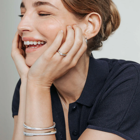 ANEL TI SENTO EM PRATA 925% BICOLOR COM ZIRCÓNIAS