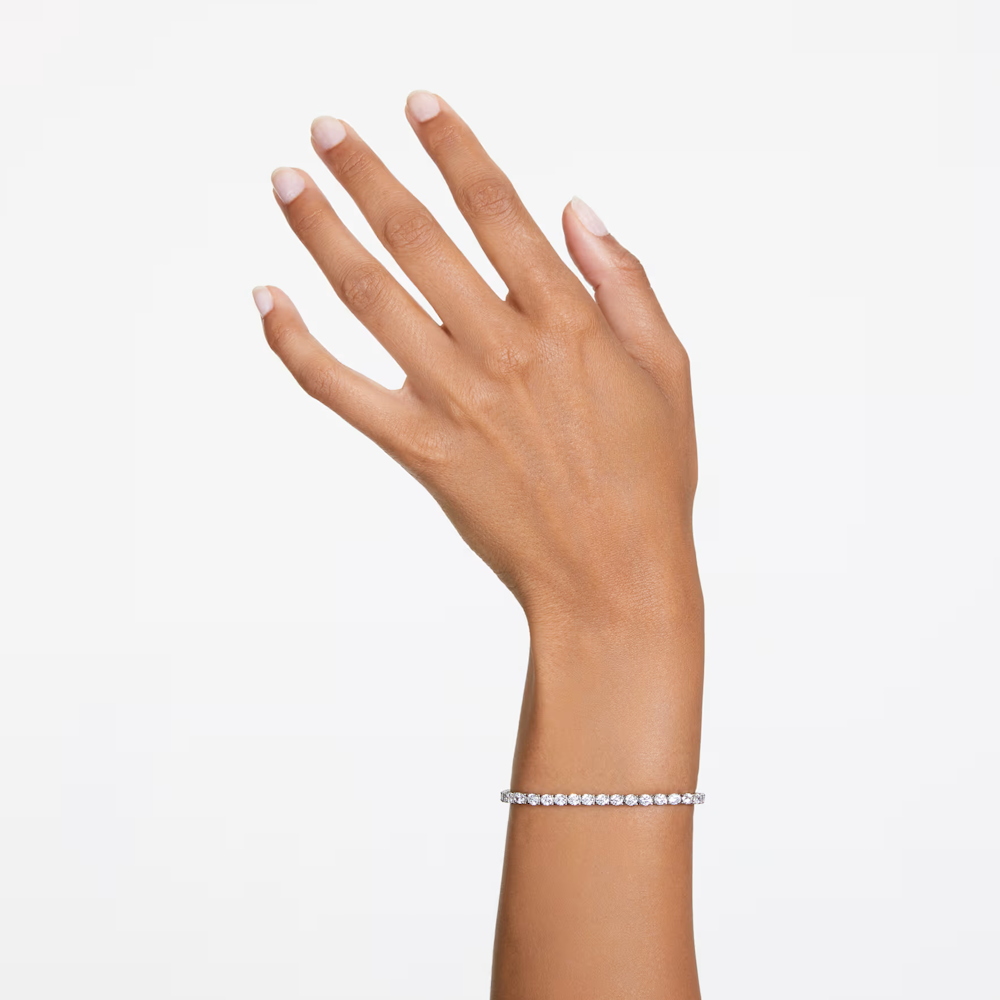 Pulseira Swarovski Matrix M Tennis bracelet, Round cut, White, Rhodium plated