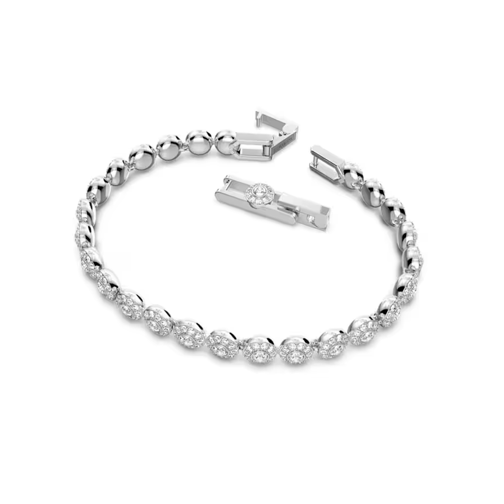 Pulseira Swarovski Tennis Una Angelic Lapidação redonda, Pequena, Branca, Lacado a ródio