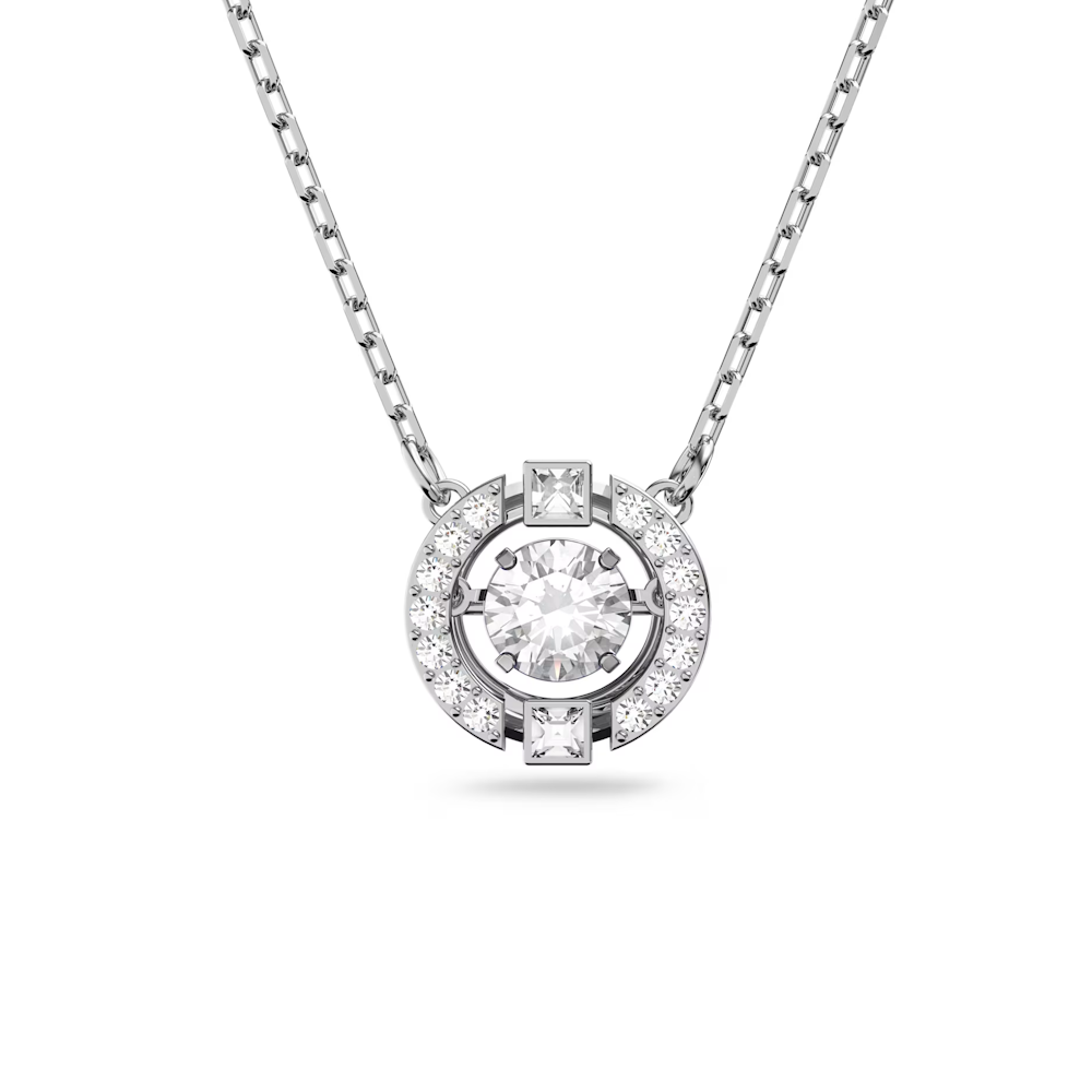 Colar Swarovski Una Lapidação redonda, Branco, Lacado a ródio