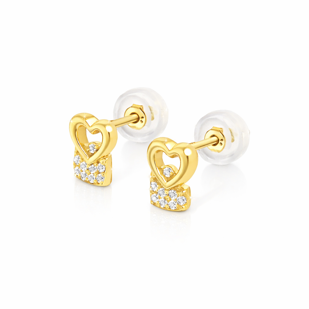BRINCOS EM OURO 9K COM ZIRCONIAS