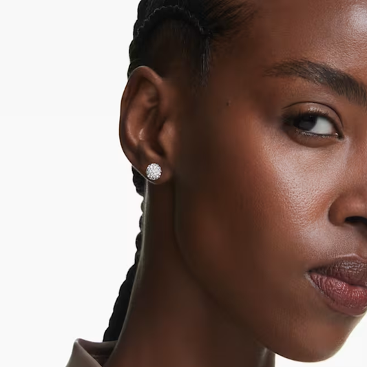 Brincos Swarovski stud Dextera Lapidação redonda, Esfera, Branco, Lacado a ródio