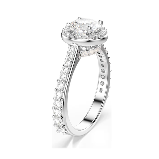 Anel Swarovski Una Angelic ring, Round cut, White, Silver-tone finish
58