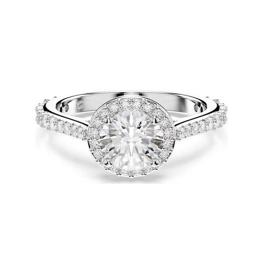 Anel Swarovski Una Angelic ring, Round cut, White, Silver-tone finish
58