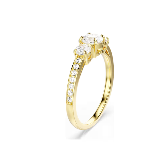 Anel Swarovski Stilla Attract ring, Round cut, White, Gold-tone plated 55
