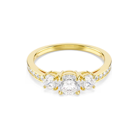 Anel Swarovski Stilla Attract ring, Round cut, White, Gold-tone plated 52