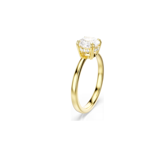 Anel Swarovski Stilla Attract cocktail ring, Round cut, White, Gold-tone plated 52