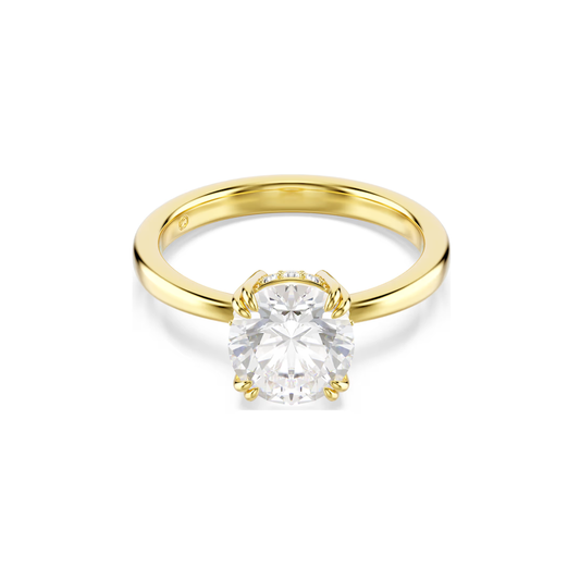 Anel Swarovski Stilla Attract cocktail ring, Round cut, White, Gold-tone plated 52