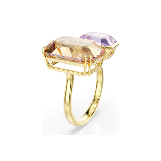 Anel Swarovski Millenia open ring, Octagon cut, Multicolored, Gold-tone plated