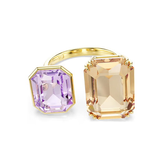 Anel Swarovski Millenia open ring, Octagon cut, Multicolored, Gold-tone plated