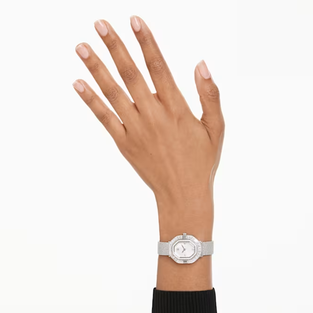 Relógio Swarovski Matrix octagon Pulseira de metal, Prata, Aço inoxidável
