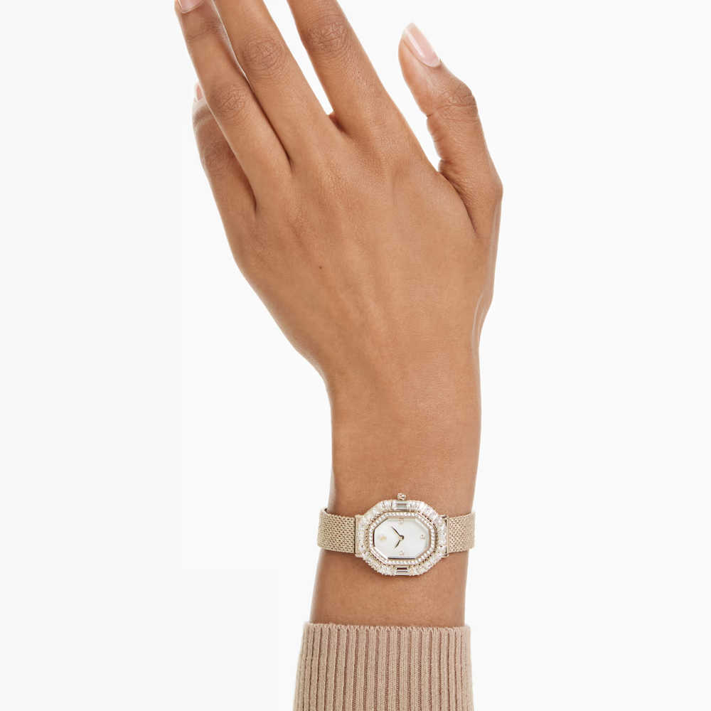 Relógios Swarovski Matrix octagon Pulseira de metal, Dourado, Acabamento em champanhe dourado