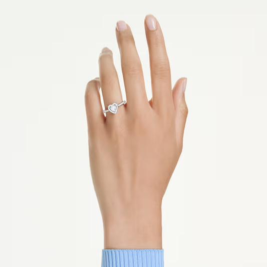 Anel Swarovski com motivo Una Angelic Combinação de lapidações, Coração, Branco, Lacado a ródio 52