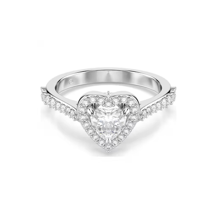 Anel Swarovski com motivo Una Angelic Combinação de lapidações, Coração, Branco, Lacado a ródio 52