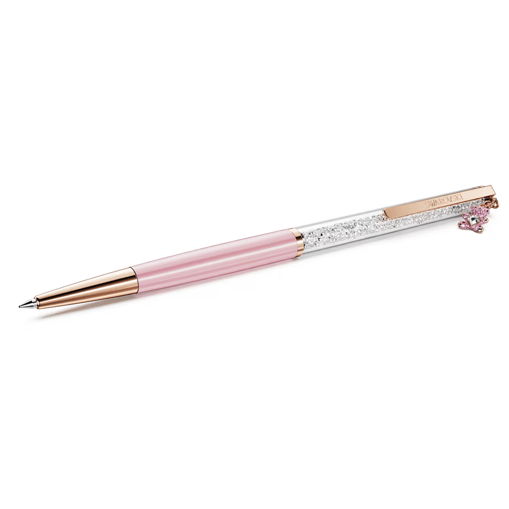 Esferográfica Swarovski Crystalline Ursinho, Rosa, Lacado a rosa, lacado a rosa dourado