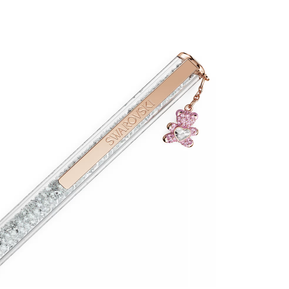 Esferográfica Swarovski Crystalline Ursinho, Rosa, Lacado a rosa, lacado a rosa dourado