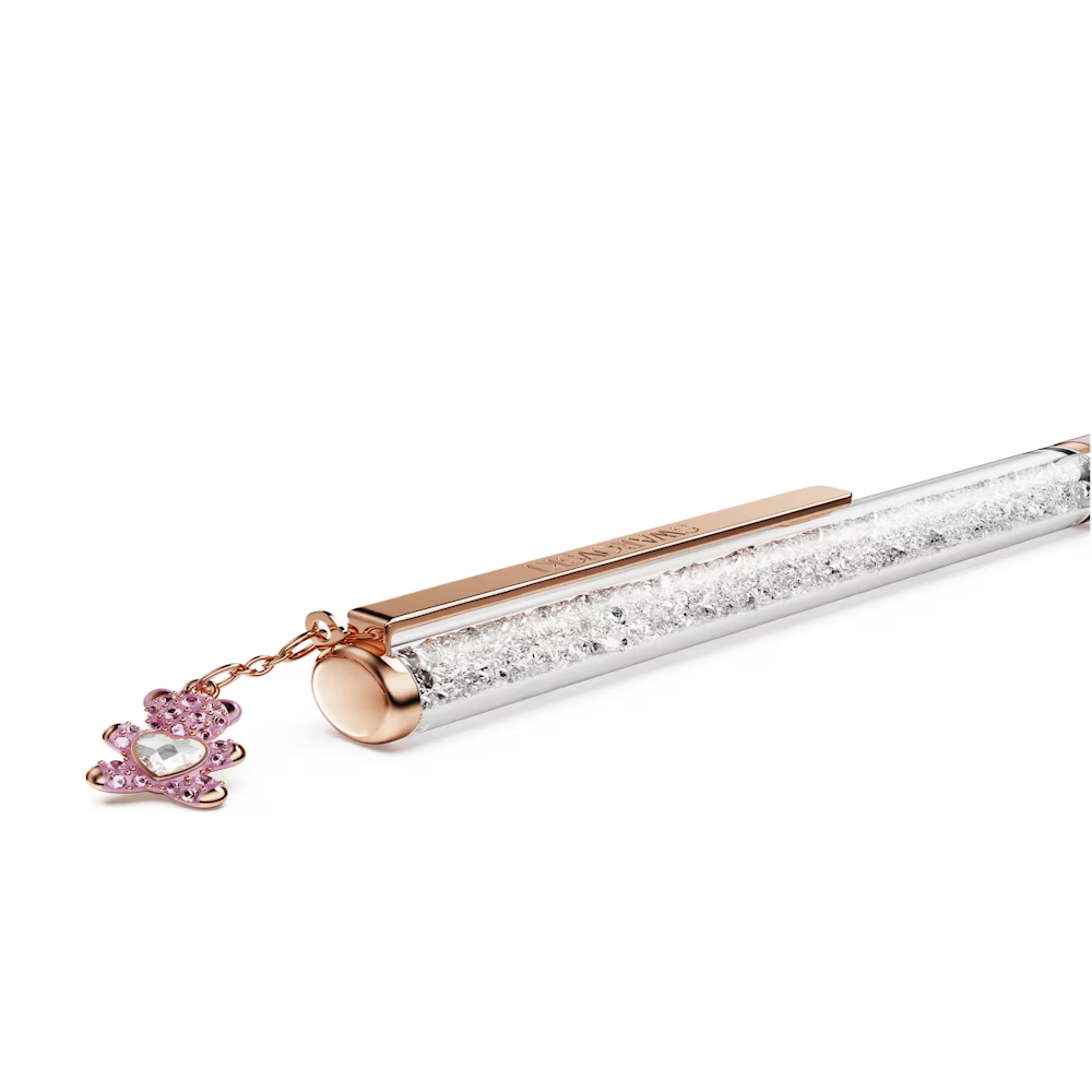 Esferográfica Swarovski Crystalline Ursinho, Rosa, Lacado a rosa, lacado a rosa dourado
