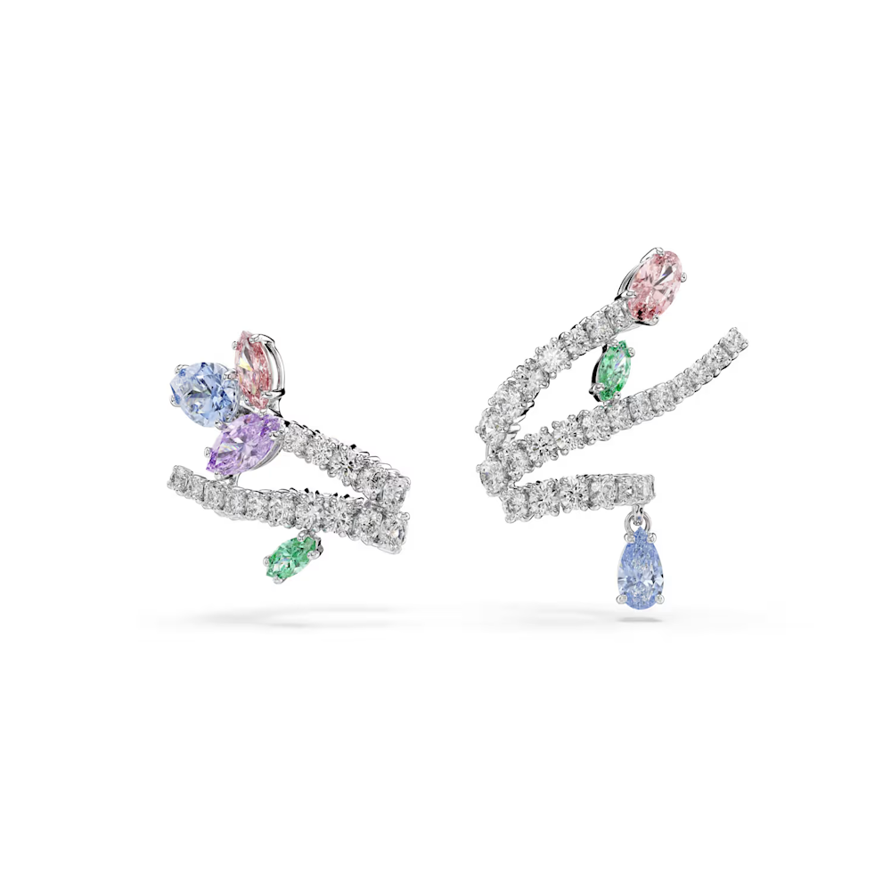 Brincos cuff Ariana Grande x Swarovski, Combinação de lapidações, Multicor, Lacado a ródio
