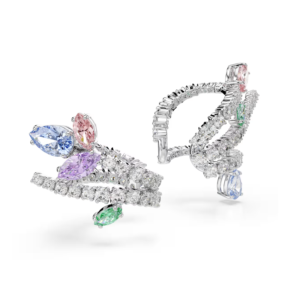 Brincos cuff Ariana Grande x Swarovski, Combinação de lapidações, Multicor, Lacado a ródio