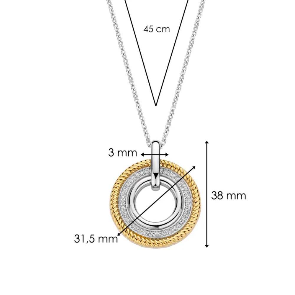 COLAR TI SENTO EM PRATA 925% BICOLOR COM ZIRCÓNIAS