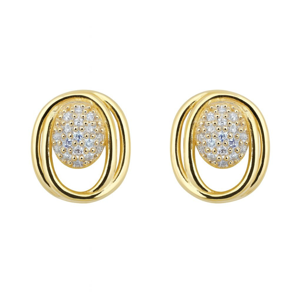 BRINCOS EM PRATA 925 COM ZIRCONIAS DOURADO