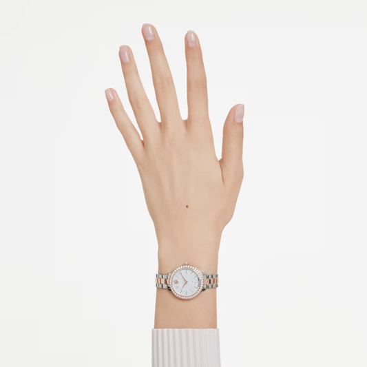 Relógio Swarovski Matrix 3-link Fabrico suíço, Pulseira de metal, Prata, Acabamento em rosa dourado