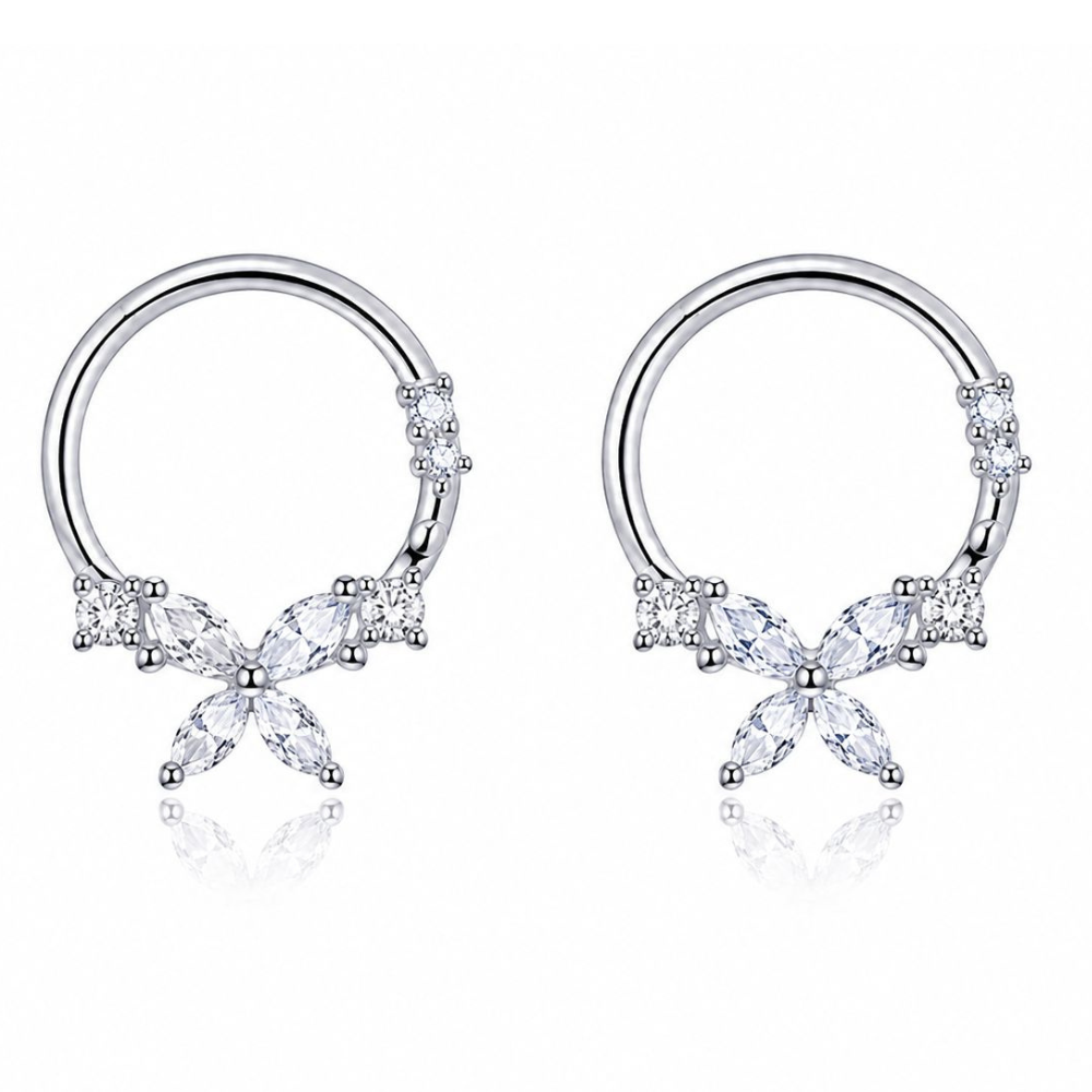 BRINCOS EM PRATA 925 PRATEADO COM ZIRCONIAS