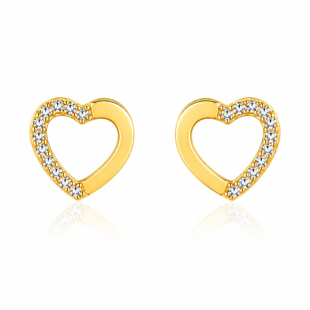 BRINCOS EM PRATA 925 CORAÇÃO COM ZIRCONIAS
