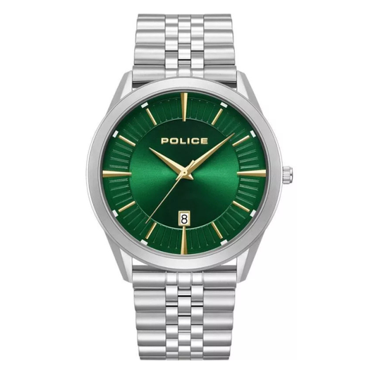 RELOGIO POLICE  HOMEM MOST. VERDE BRACELETE EM AÇO
