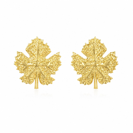 BRINCOS EM PRATA 925 DOURADA FOLHAS