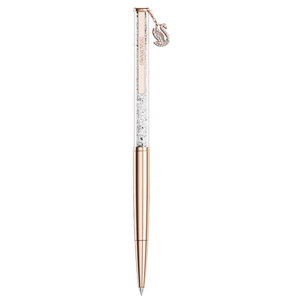 Esferográfica Swarovski Crystalline Cisne, Lacado a rosa dourado