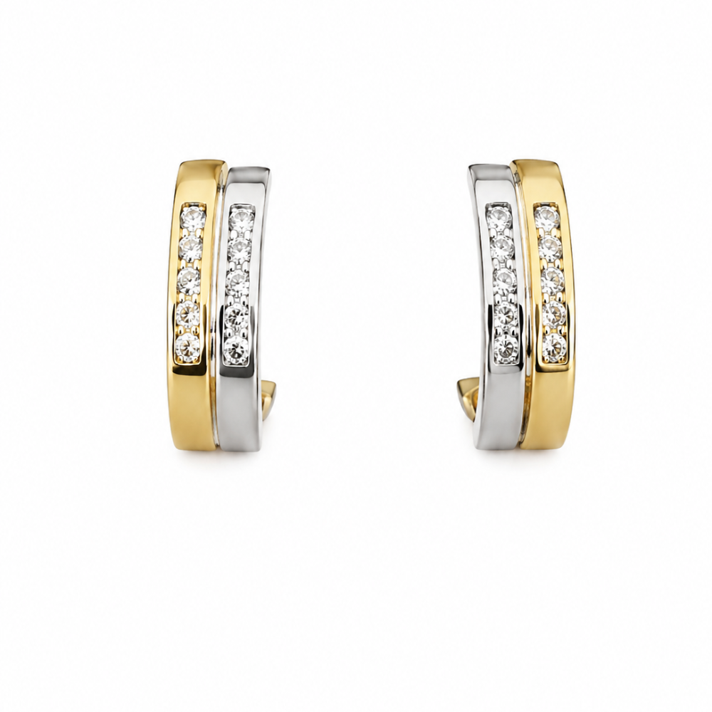 BRINCOS EM OURO 9K COM ZIRCONIAS