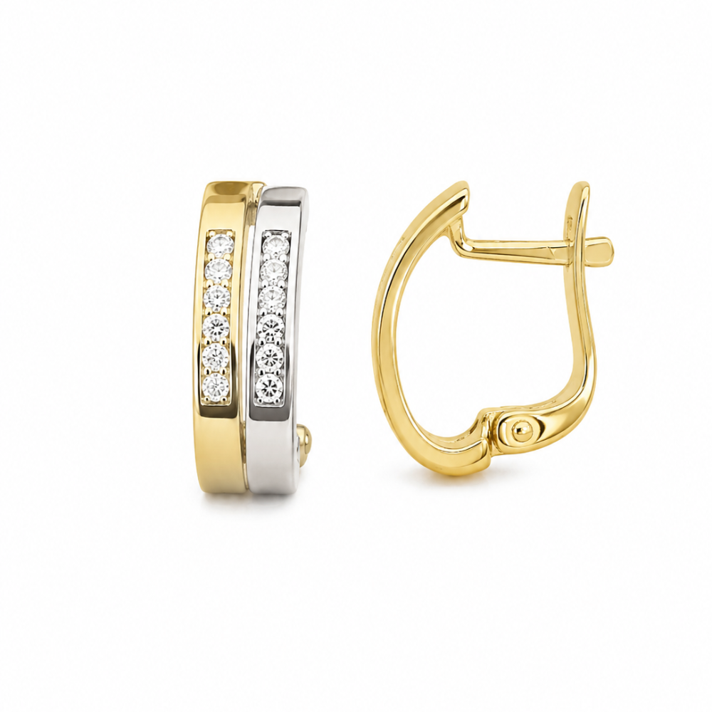 BRINCOS EM OURO 9K COM ZIRCONIAS