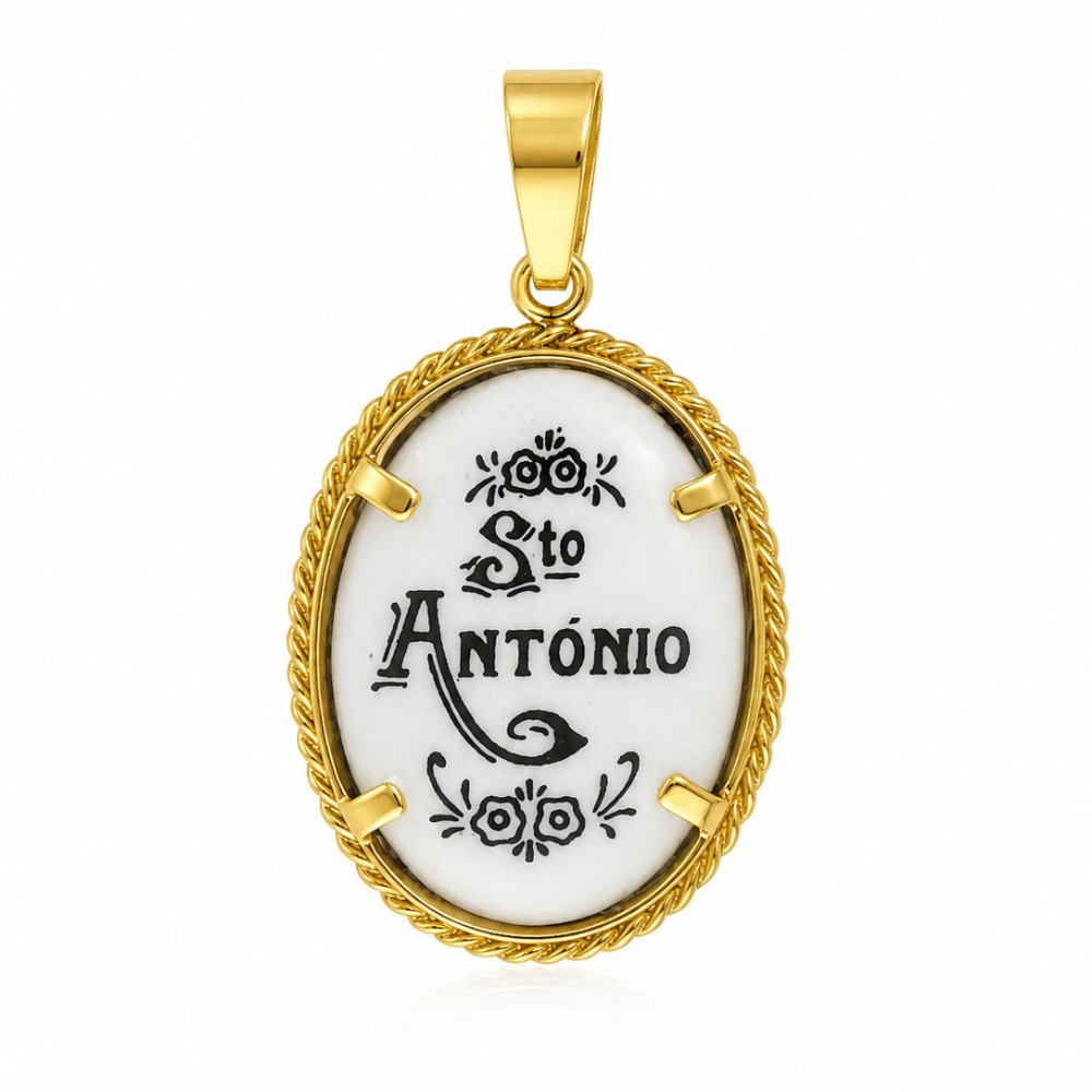 MEDALHA EM PRATA 925 DOURADA SANTO ANTÓNIO