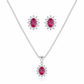 CONJUNTO BRINCO + FIO EM PRATA 925 LADY DI COM ZIRCONIAS COR RUBI