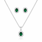 CONJUNTO BRINCO + FIO EM PRATA 925 LADY DI COM ZIRCONIAS COR ESMERALDA