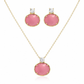 CONJUNTO BRINCO + FIO EM PRATA 925 COM ZIRCÓNIAS ROSA