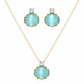 CONJUNTO BRINCO + FIO EM PRATA 925 COM ZIRCÓNIAS AZUL CELESTE