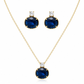 CONJUNTO BRINCO + FIO EM PRATA 925 COM ZIRCÓNIAS AZUL