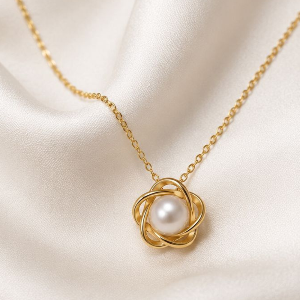 COLAR EM PRATA 925 FLOR COM PEROLA