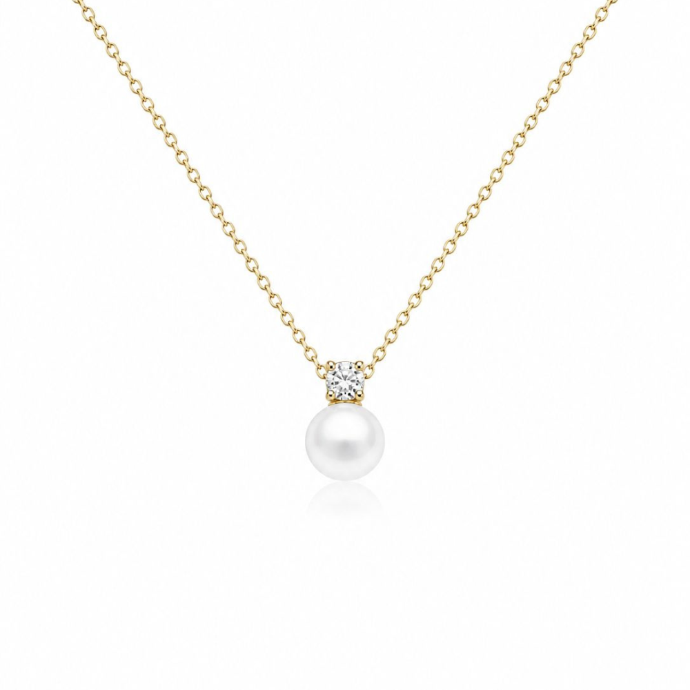 COLAR EM PRATA 925 COM PEROLA E ZIRCONIA
